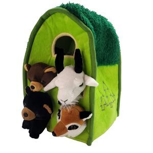 Unipak Plush Forrest House Carry Case 12"  W 4 Animals 7" Goat Fox Bears